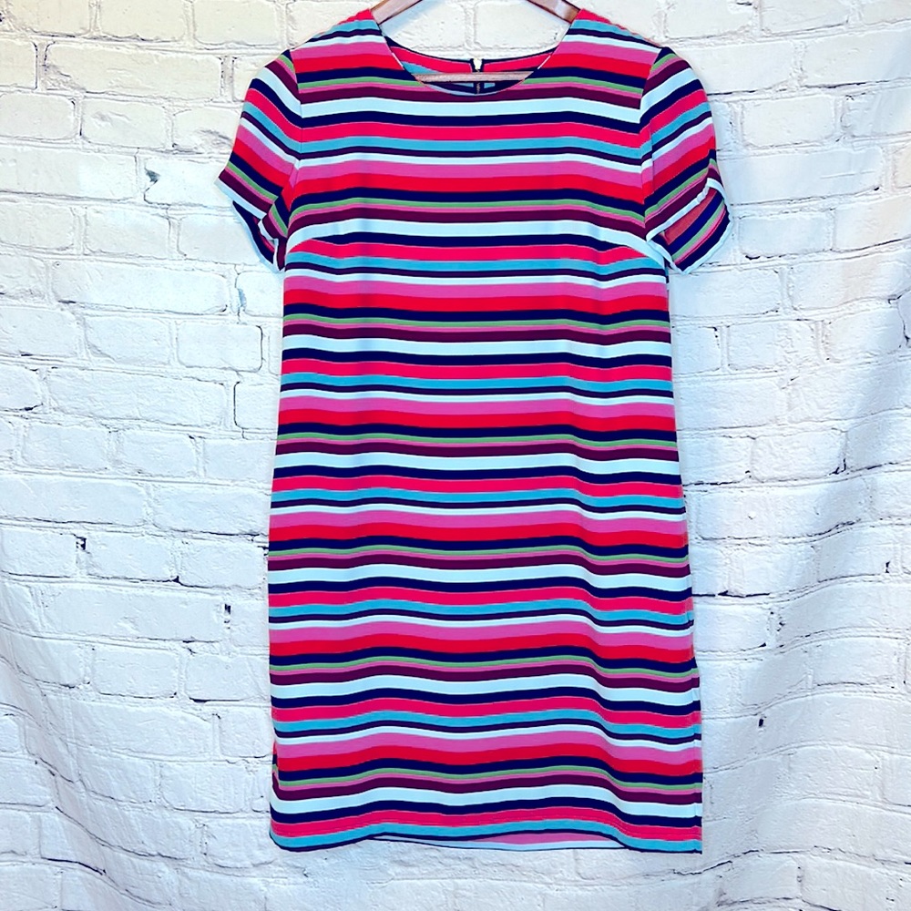 Cynthia Rowley Pink Blue Striped Short Sleeve Dress Size 6 Excellent Condition